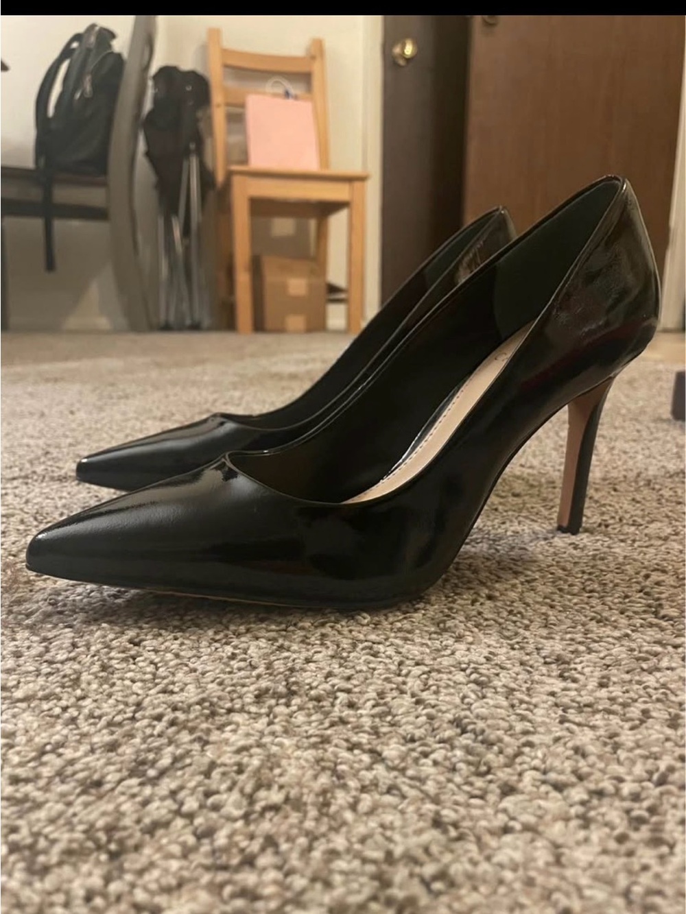 Vince Camuto Black Patent Pointed-Toe Stiletto Pumps